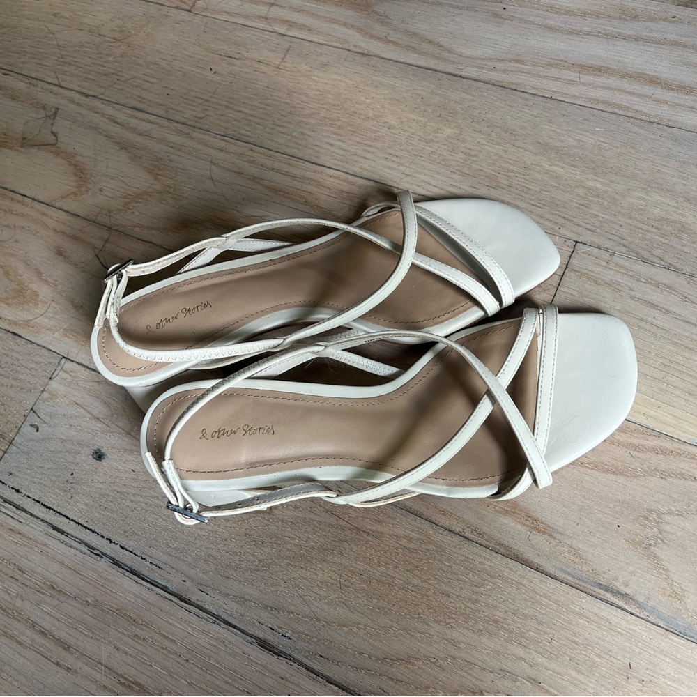 Cream Strappy Other Stories Sandal Heels